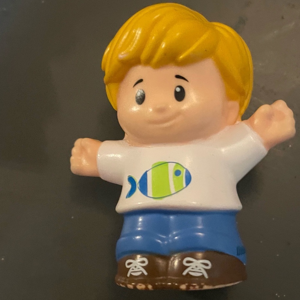 Little People Boy Eddie Figure with White Shirt with Fish Print camping